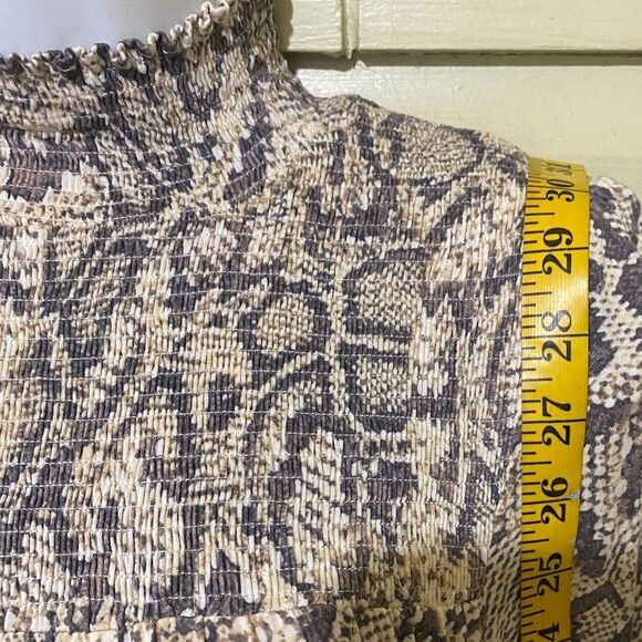 Anthropologie X Karlie Smocked Chiffon Tiered Snake Print Dress Western Festival - Picture 9 of 16